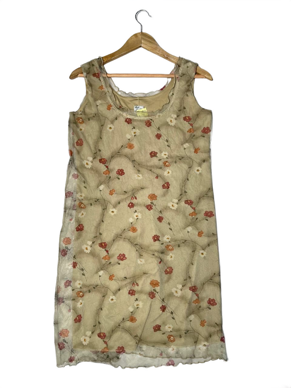 Beaded Beige Short Dress