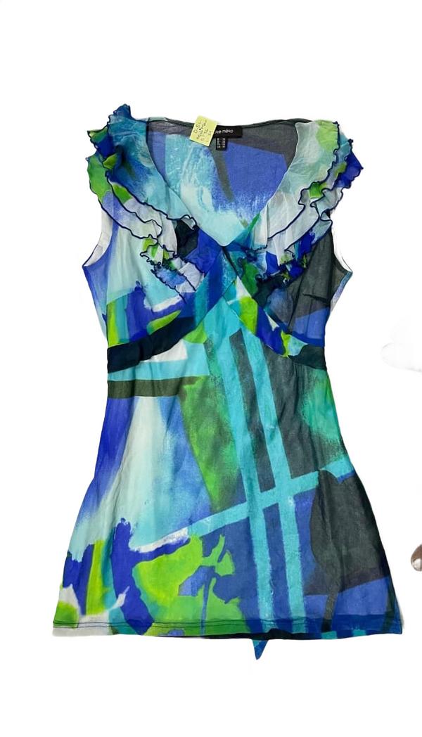 Printed Mesh Short Dress