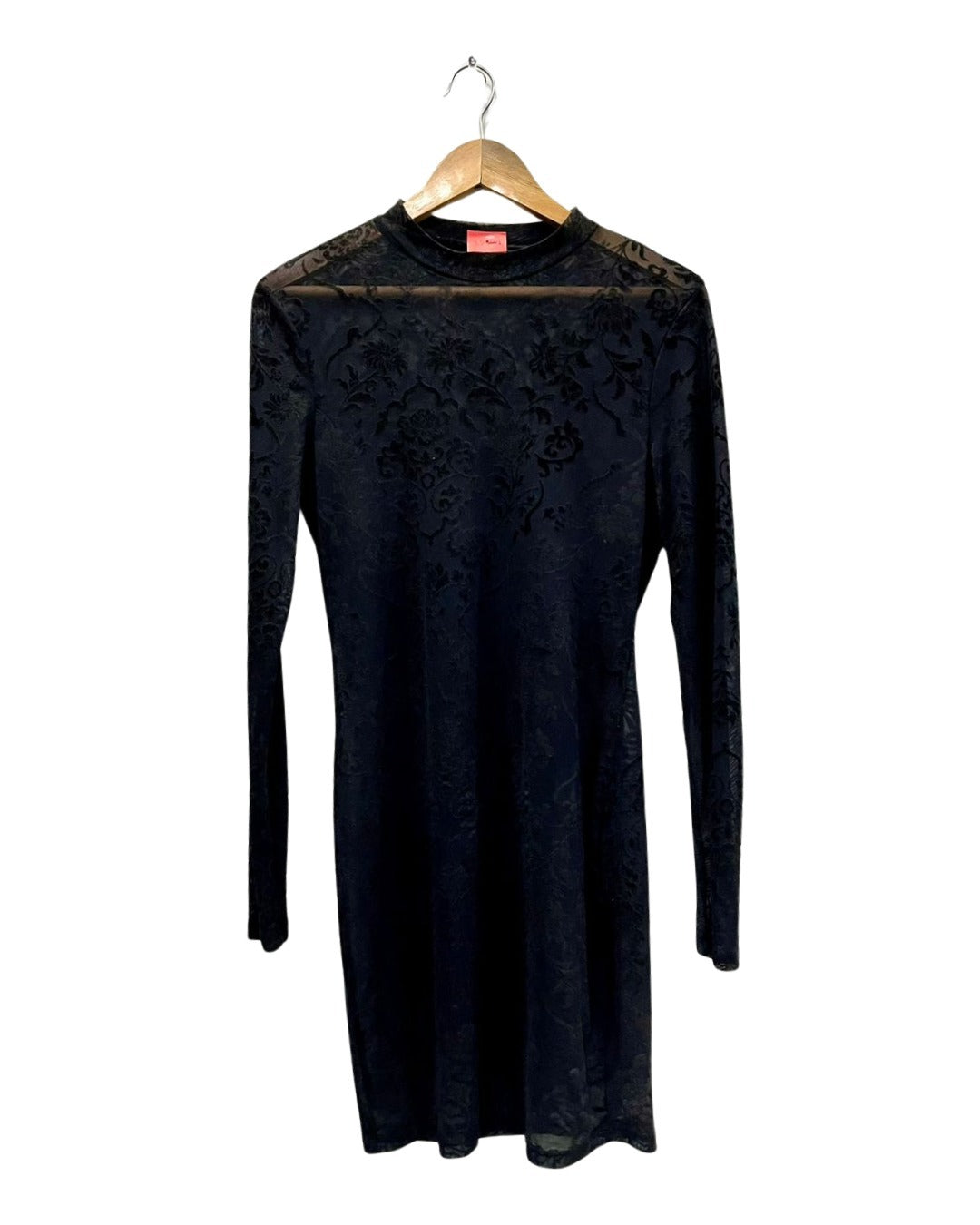 BLACK Plain mesh Dress