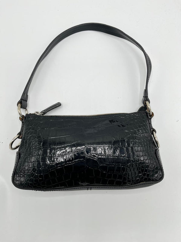 Y2K BLACK CROCODILE EMBOSSED HANDBAG