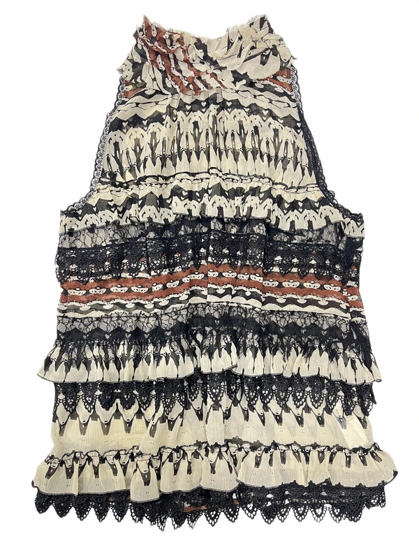 Adolfo Dominguez Printed Ruffle Lace Mini Dress