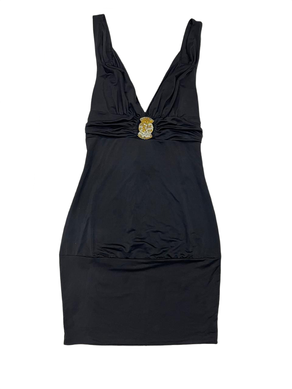 Black Plunge Mini Dress