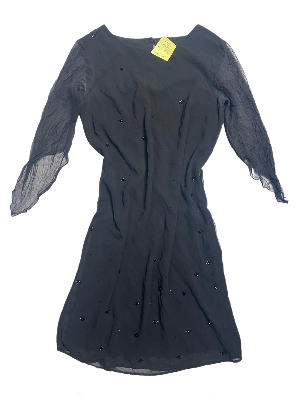 Vintage Black Chiffon Beaded Dress