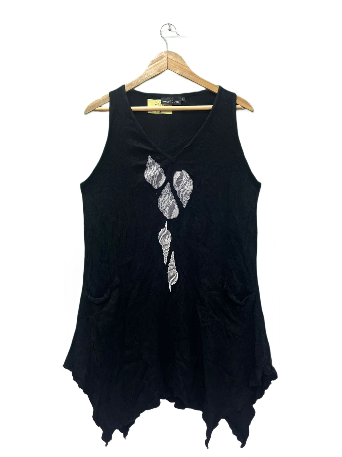 Boho Black Shell Tunic Mini Dress