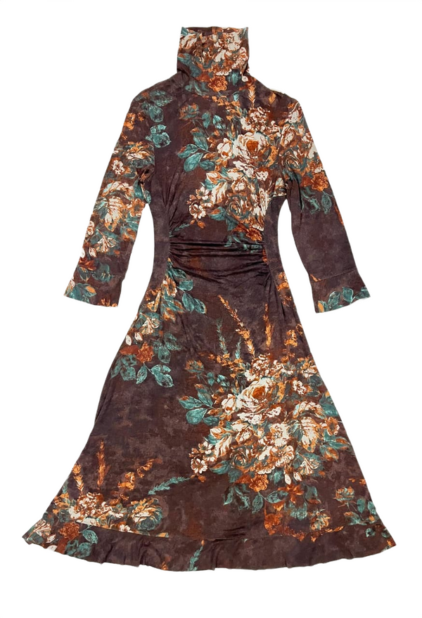 Vintage Floral High Neck Dress