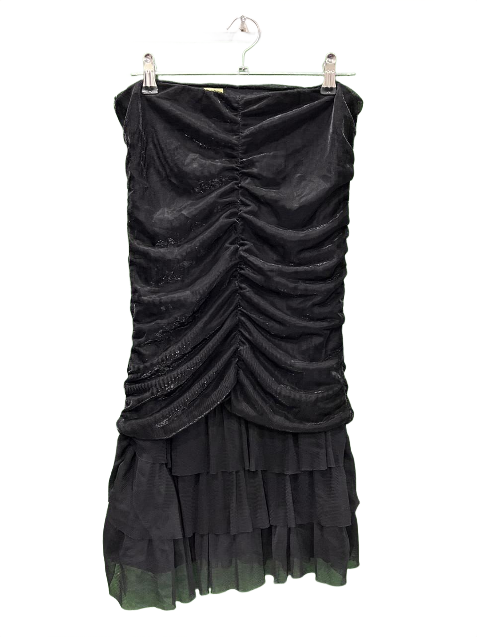 Black Ruched Strapless Party Dress