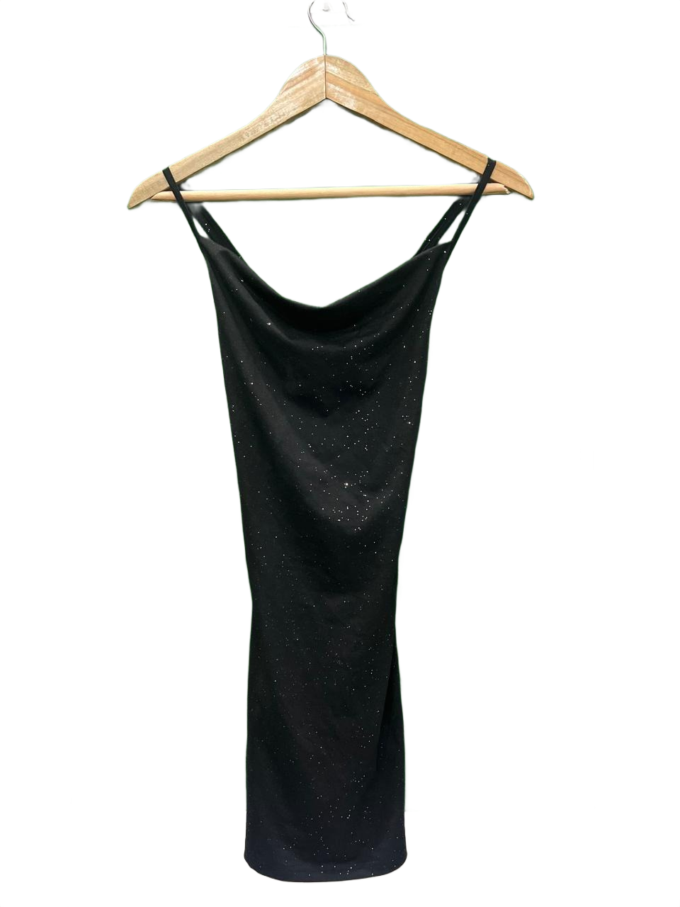 Shein Black Glitter Cowl Neck Slip Dress