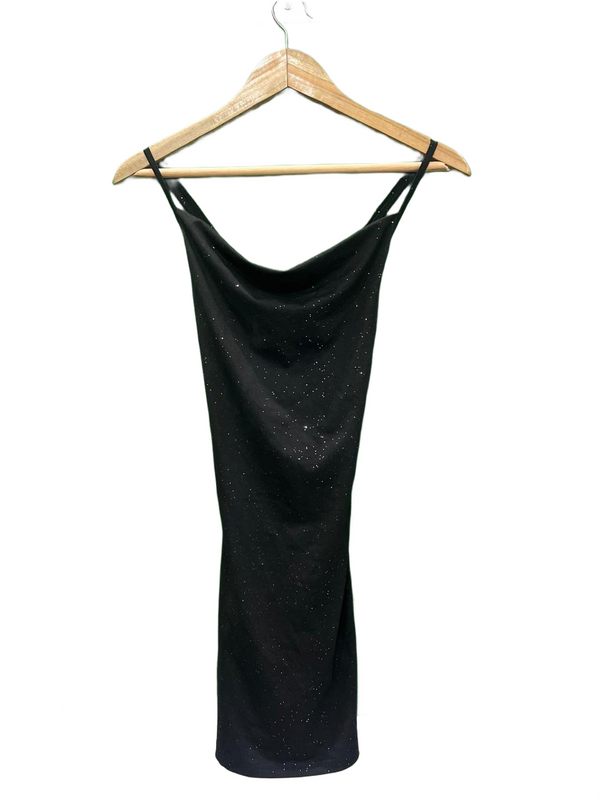 Shein Black Glitter Cowl Neck Slip Dress