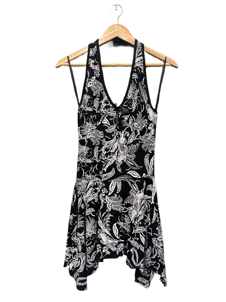 Flowy Black & White Handkerchief Hem Dress