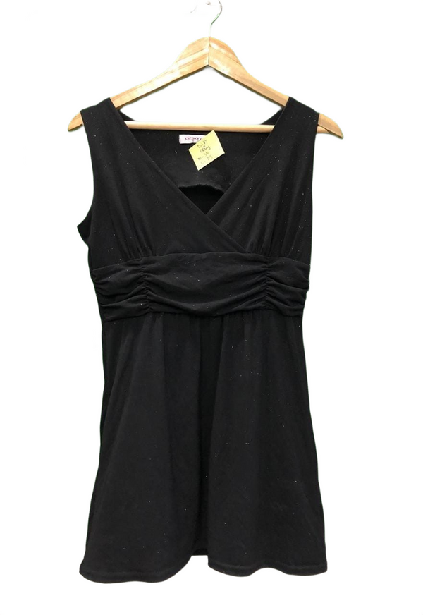 Black Glitter Ruched Sleeveless Mini Dress
