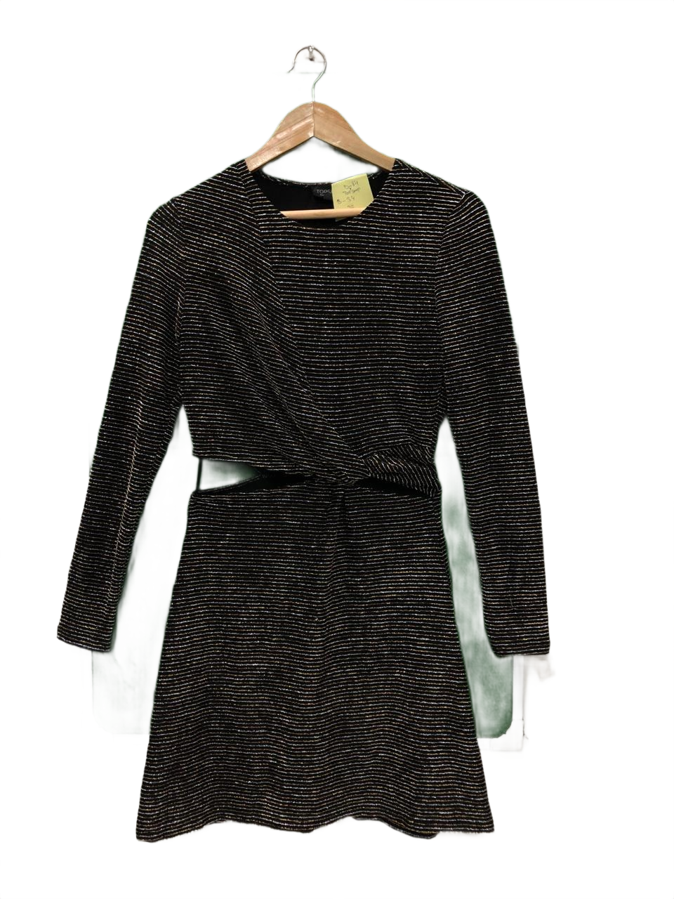 Topshop Glitter Stripe Cut Out Waist Mini Dress