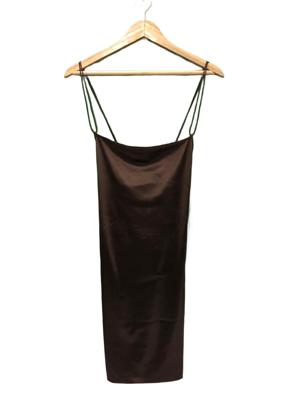 Silky Brown Mini Slip Dress