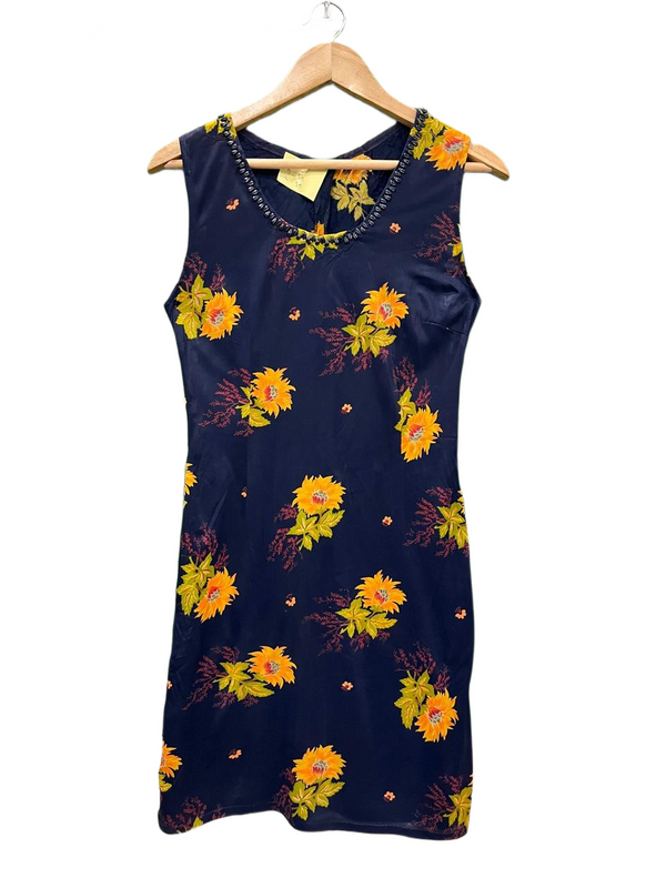 Navy Blue Floral Mini Dress