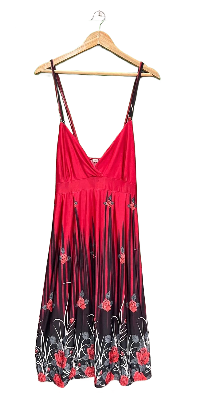 Red Floral Long Dress