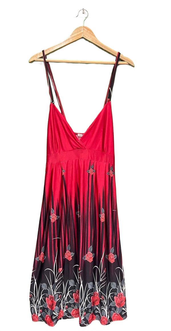 Red Floral Long Dress