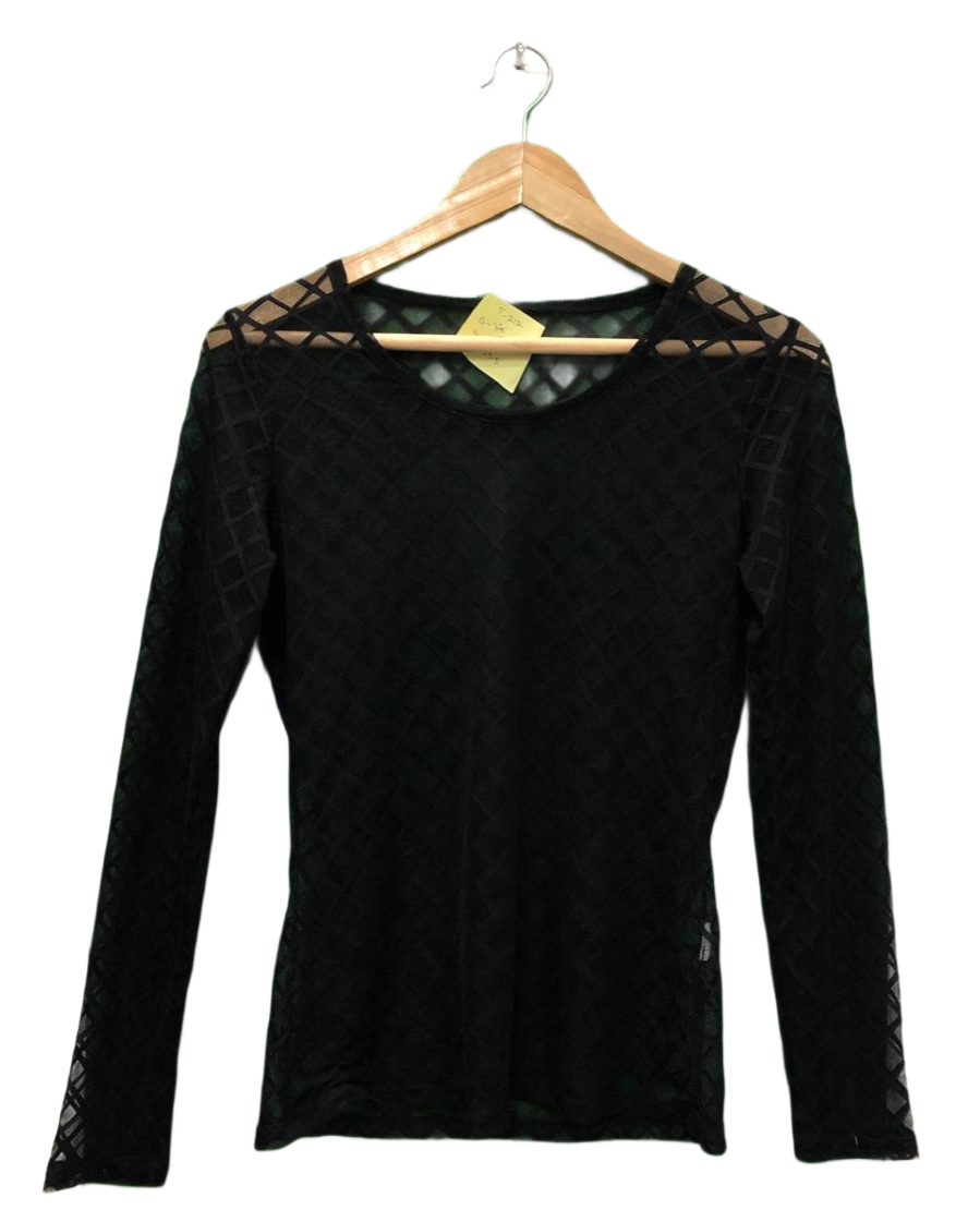 Black Diamond Pattern Long Sleeve Top