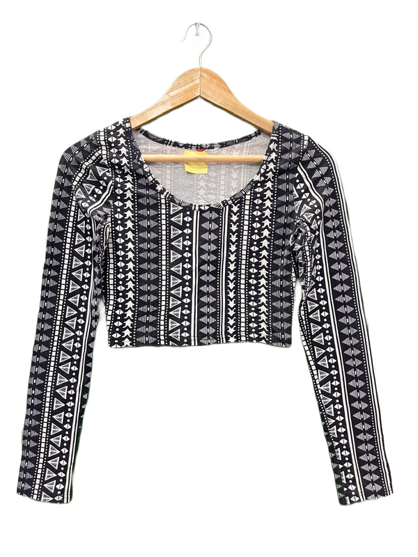 Geometric Pattern Print Crop Top