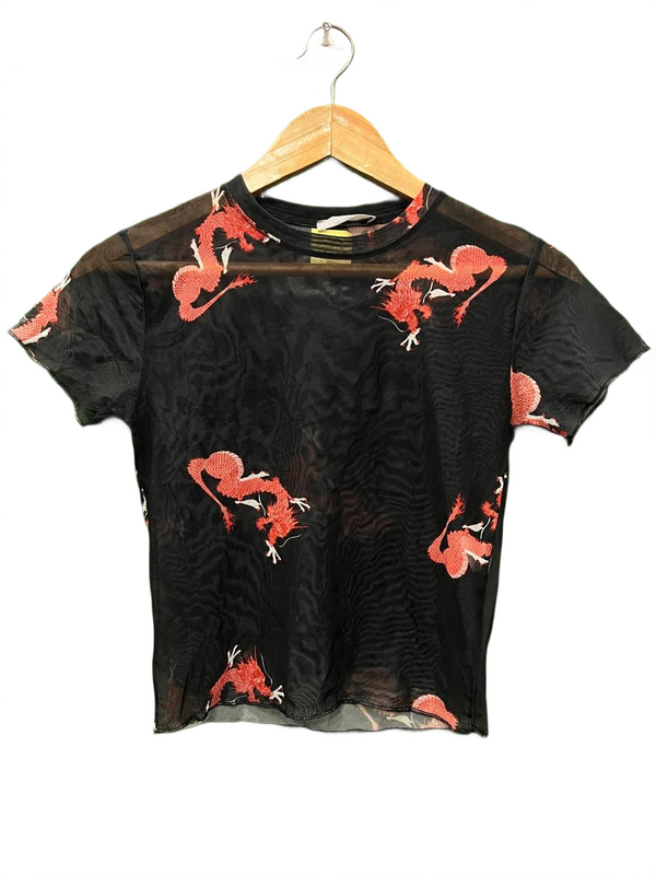 Black Red Dragon Mesh T-Shirt