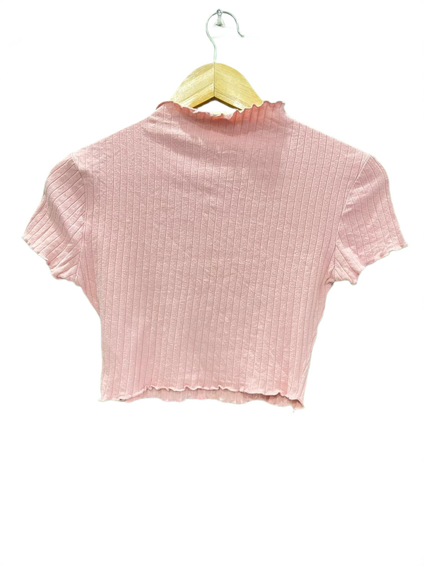 Shein Pink Ribbed Crop Top