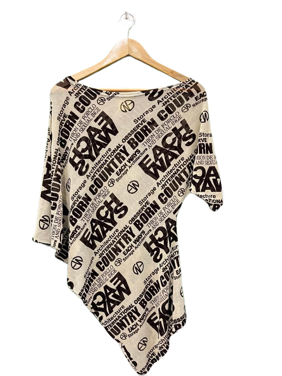 Asymmetrical Text Print Top