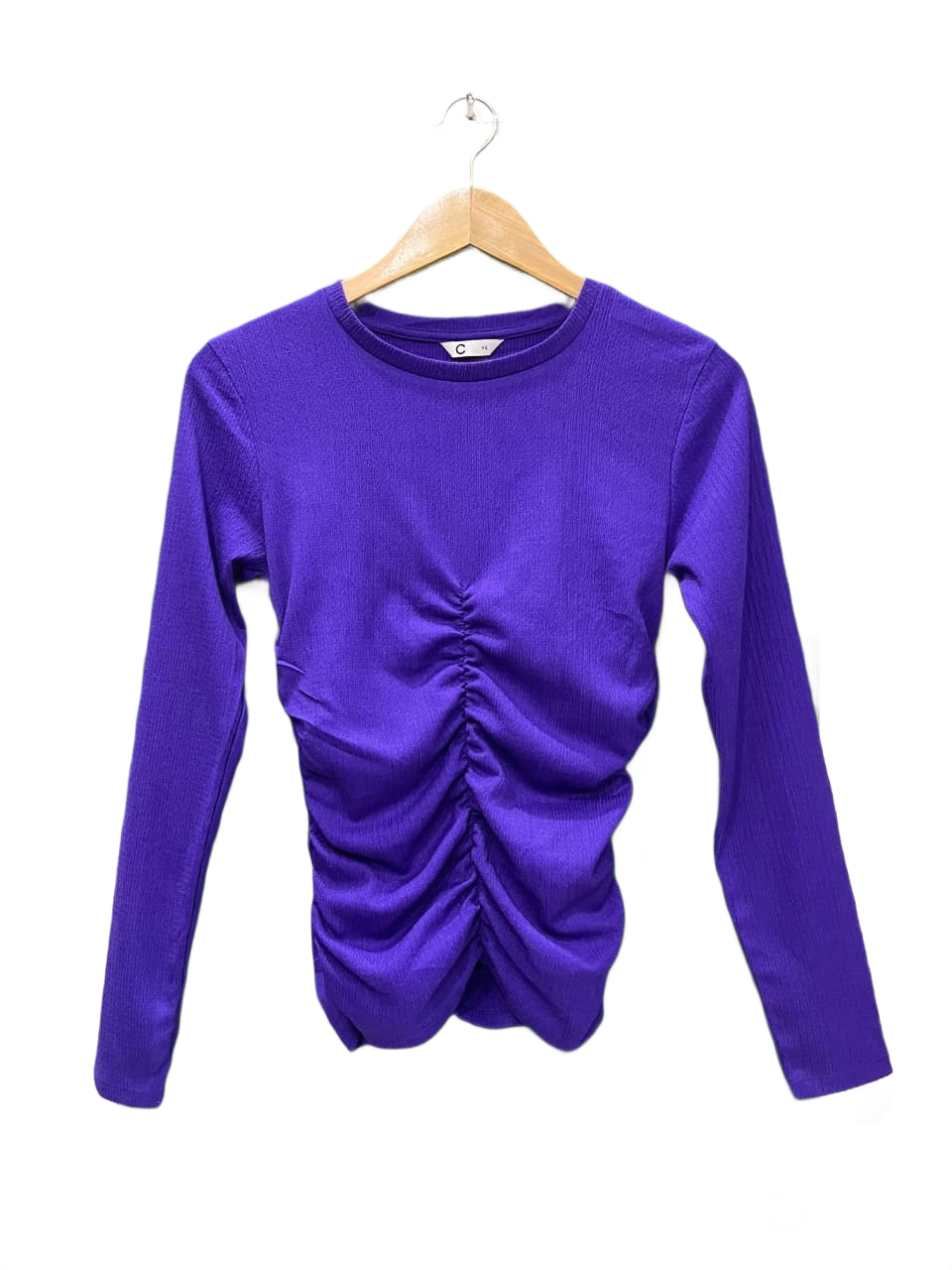Long-Sleeve Front Ruched Top