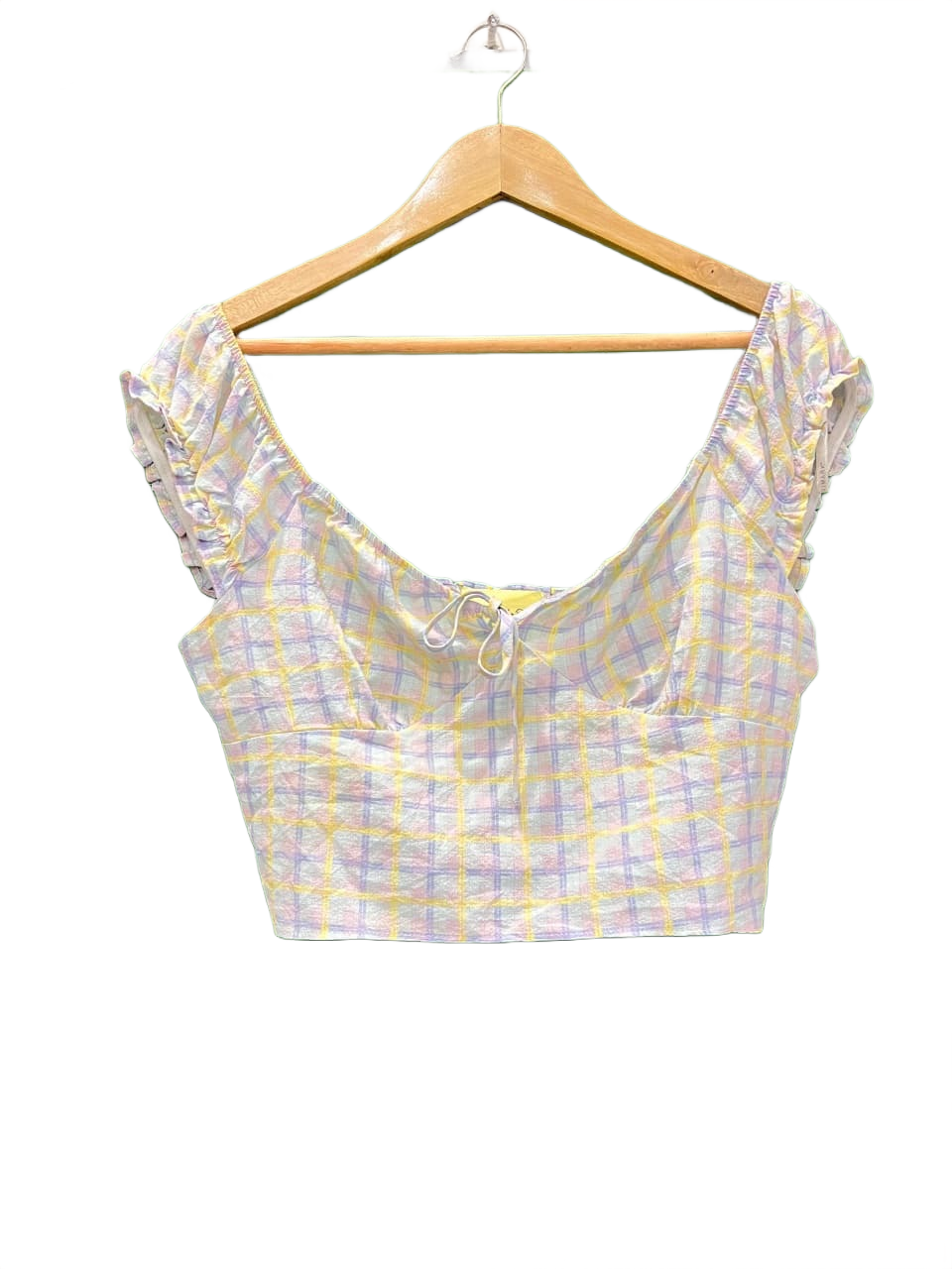 Primark Rainbow Check Milkmaid Top