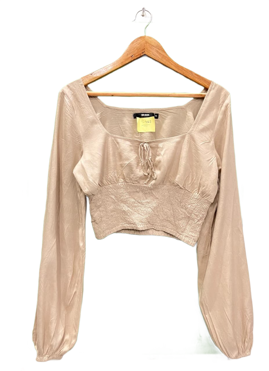Bik Bok Tie-Front Milkmaid Crop Top