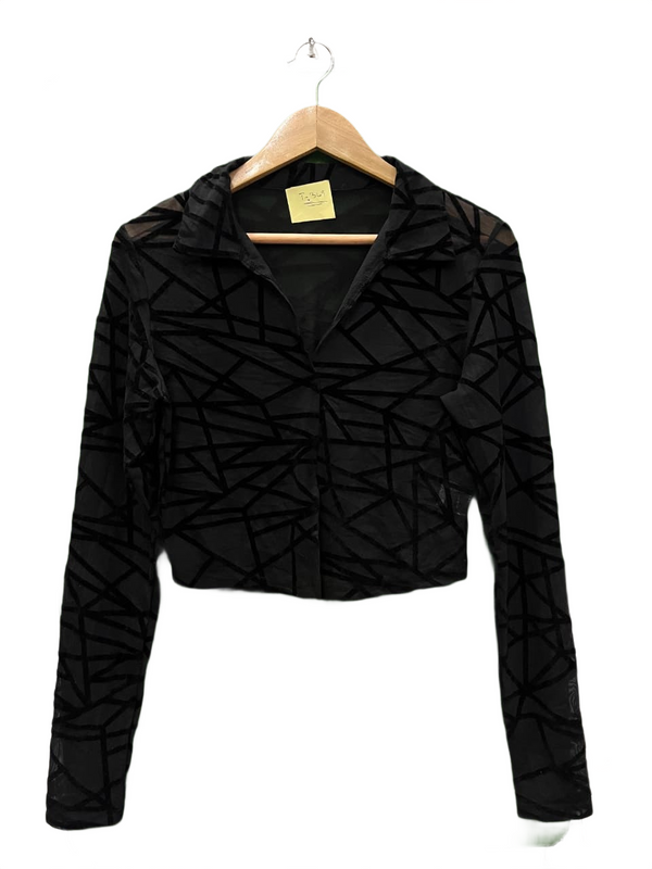 Shein Velvet Geometric Pattern Collar Top
