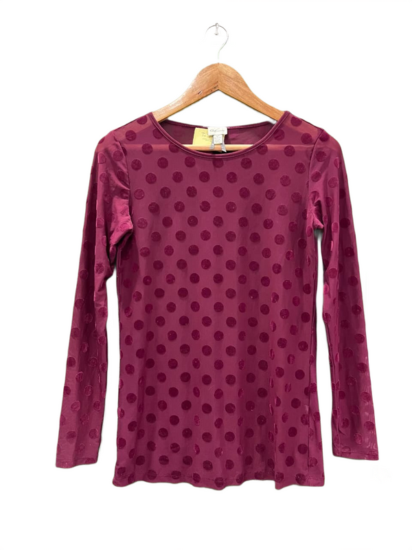 Velvet Polka Dot Long Sleeve Top