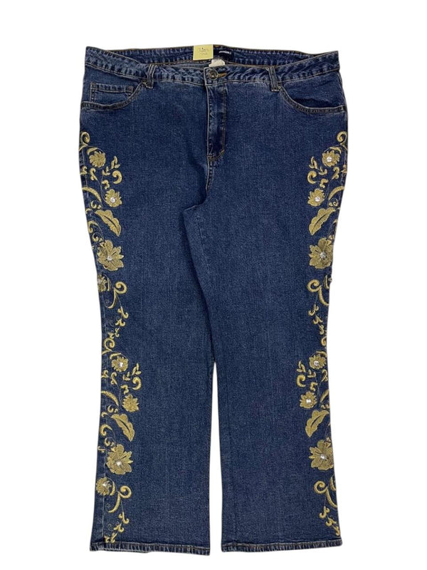 DARK BLUE EMBROIDERED JEANS