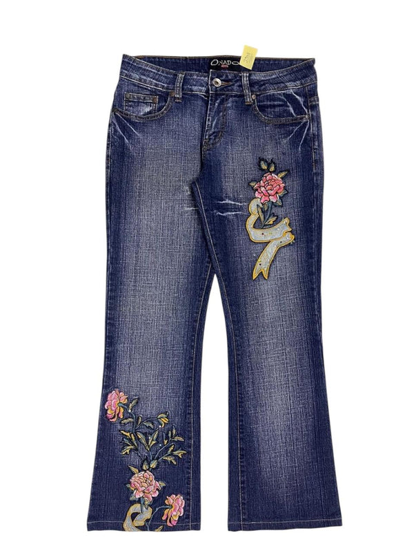 FLORAL EMBROIDERED DENIM JEANS