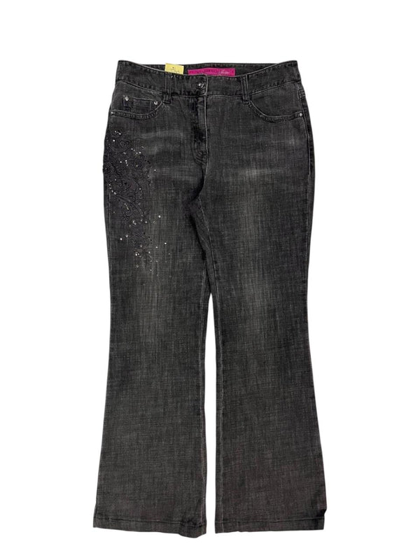 GREY EMBROIDERED JEANS