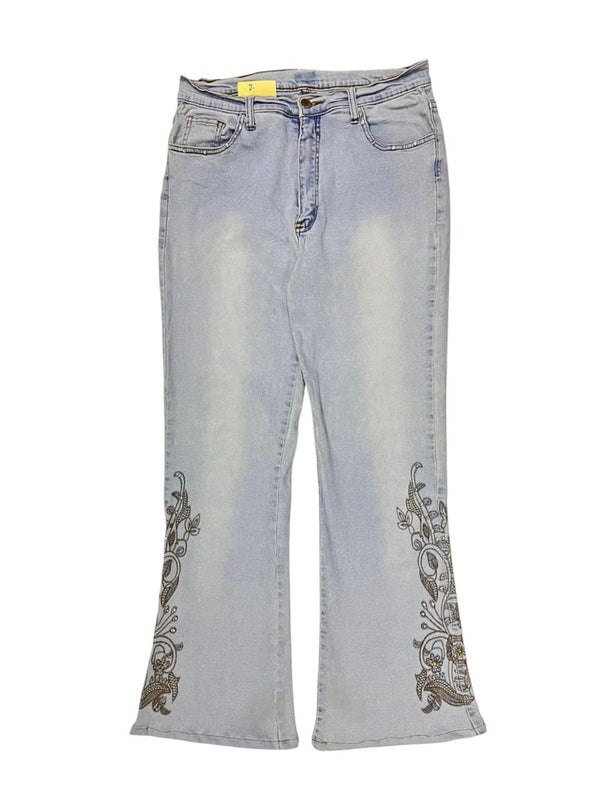 LIGHT BLUE EMBROIDERED DENIM JEANS
