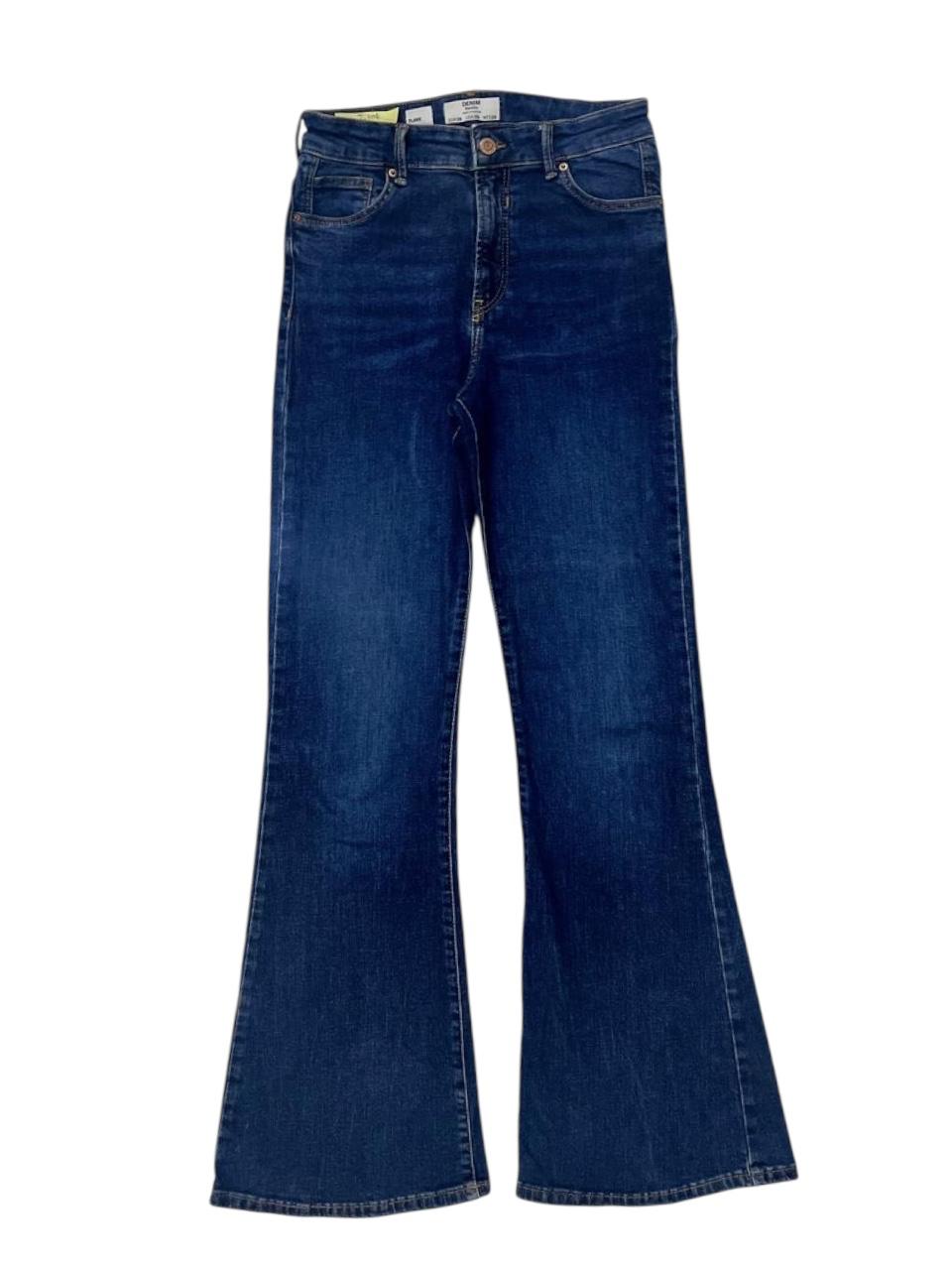 BERSHKA DARK BLUE FLARED JEANS