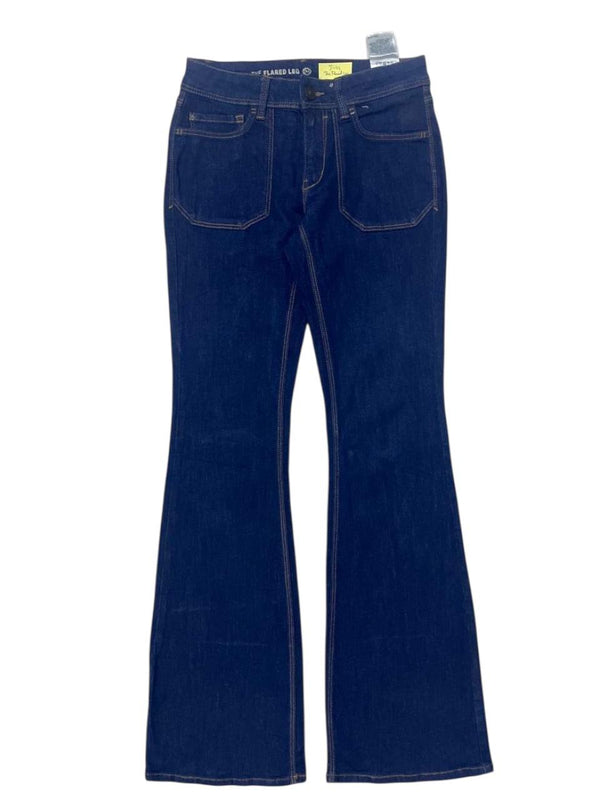 DARK BLUE FLARED JEANS WITH FRONT POCKETS