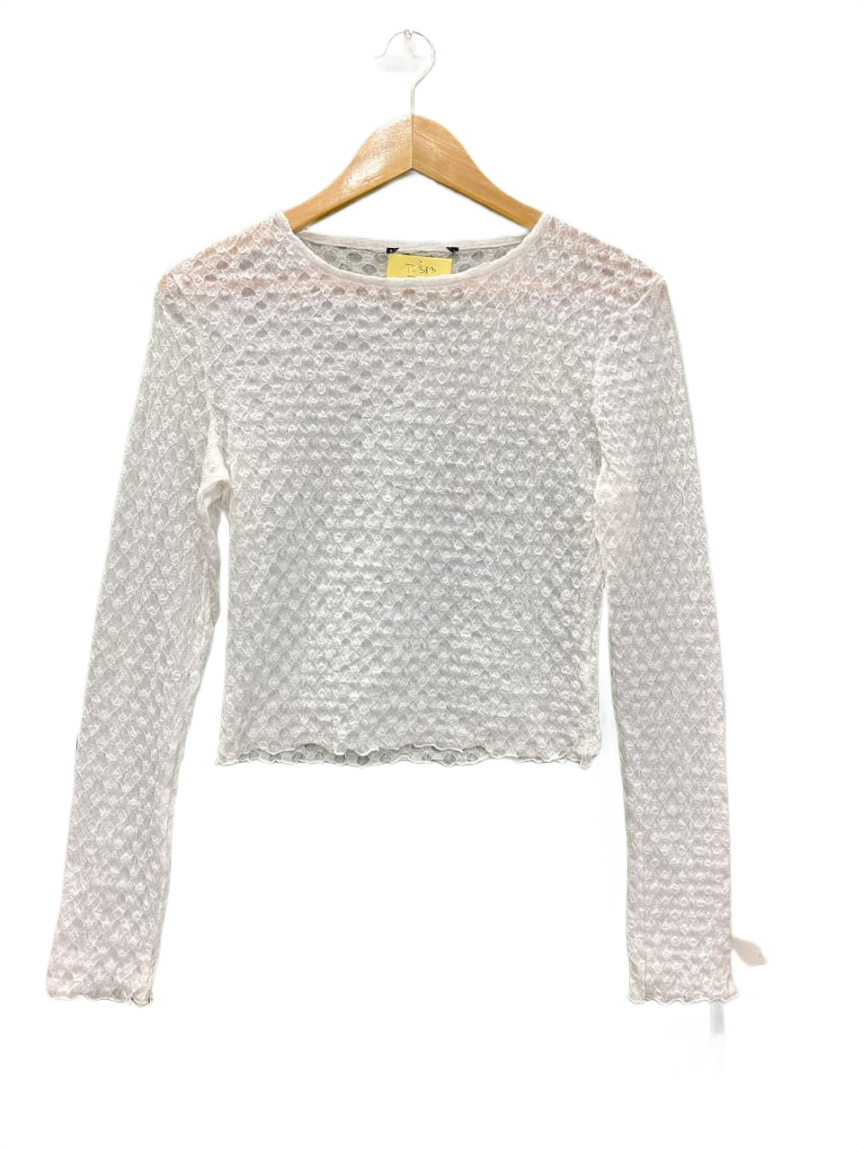 White Textured Long Sleeve Top