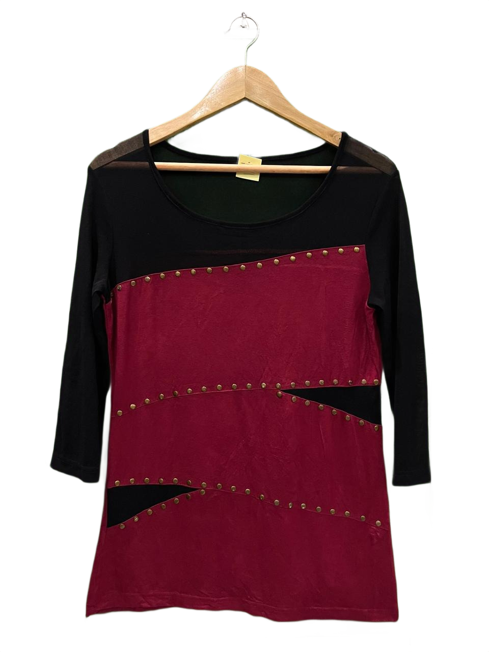 Black & Burgundy Panel Top