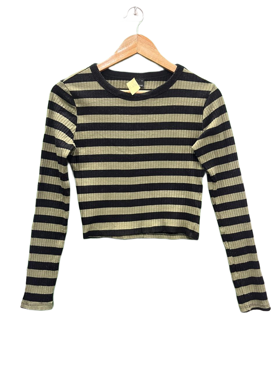 Ribbed Striped Long Sleeve Crop Top