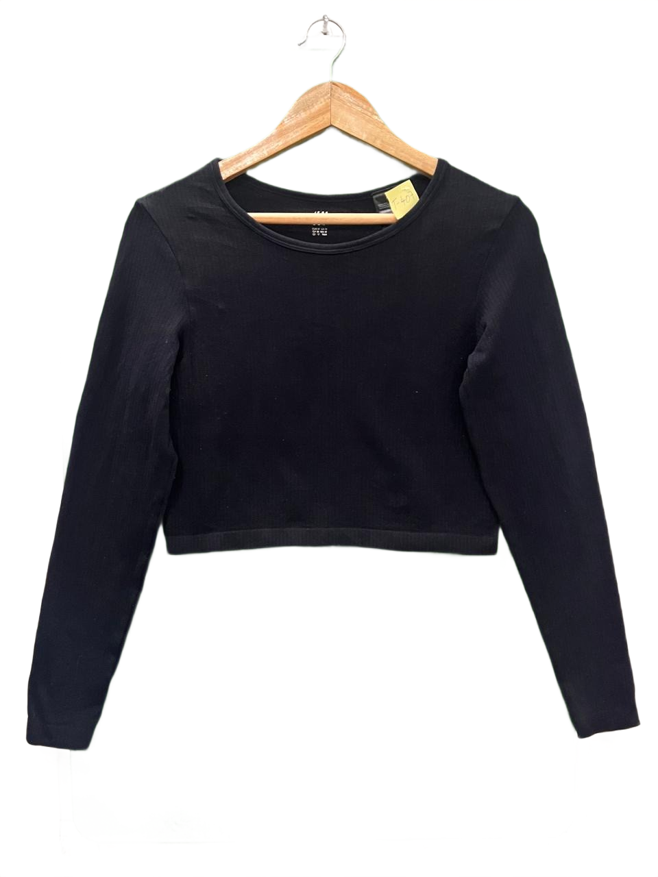 H&M Black Ribbed Long Sleeve Crop Top