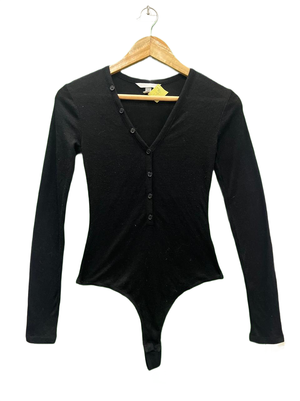 H&M Black Ribbed Long Sleeve Bodysuit