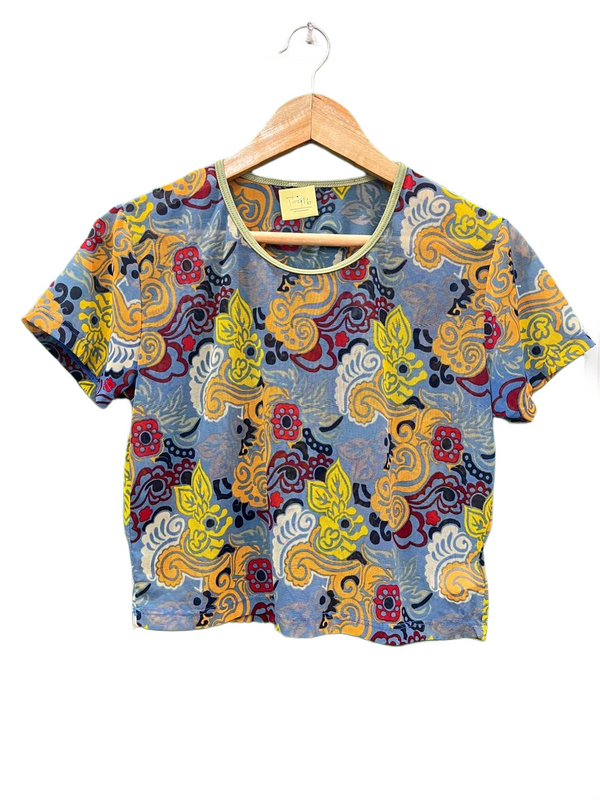 Vintage-Inspired Floral Swirl Top