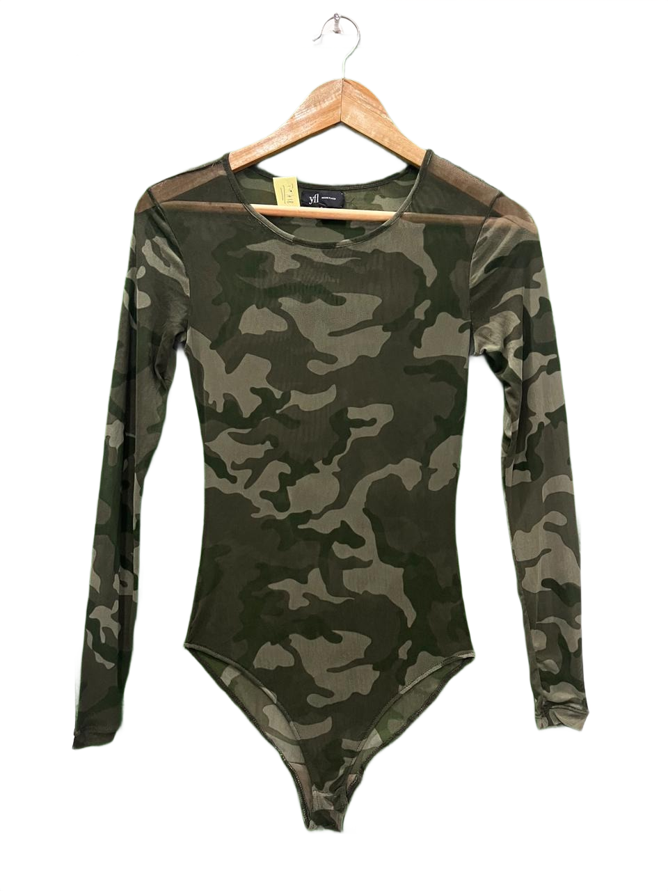 Camouflage Mesh Long Sleeve Bodysuit