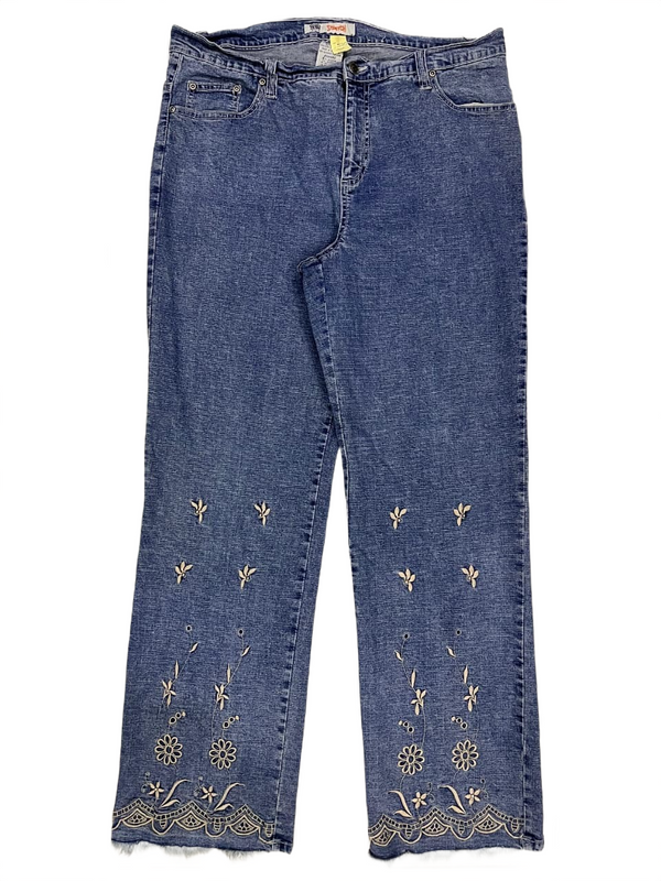 Vintage Faded Glory Floral Embroidery Jeans