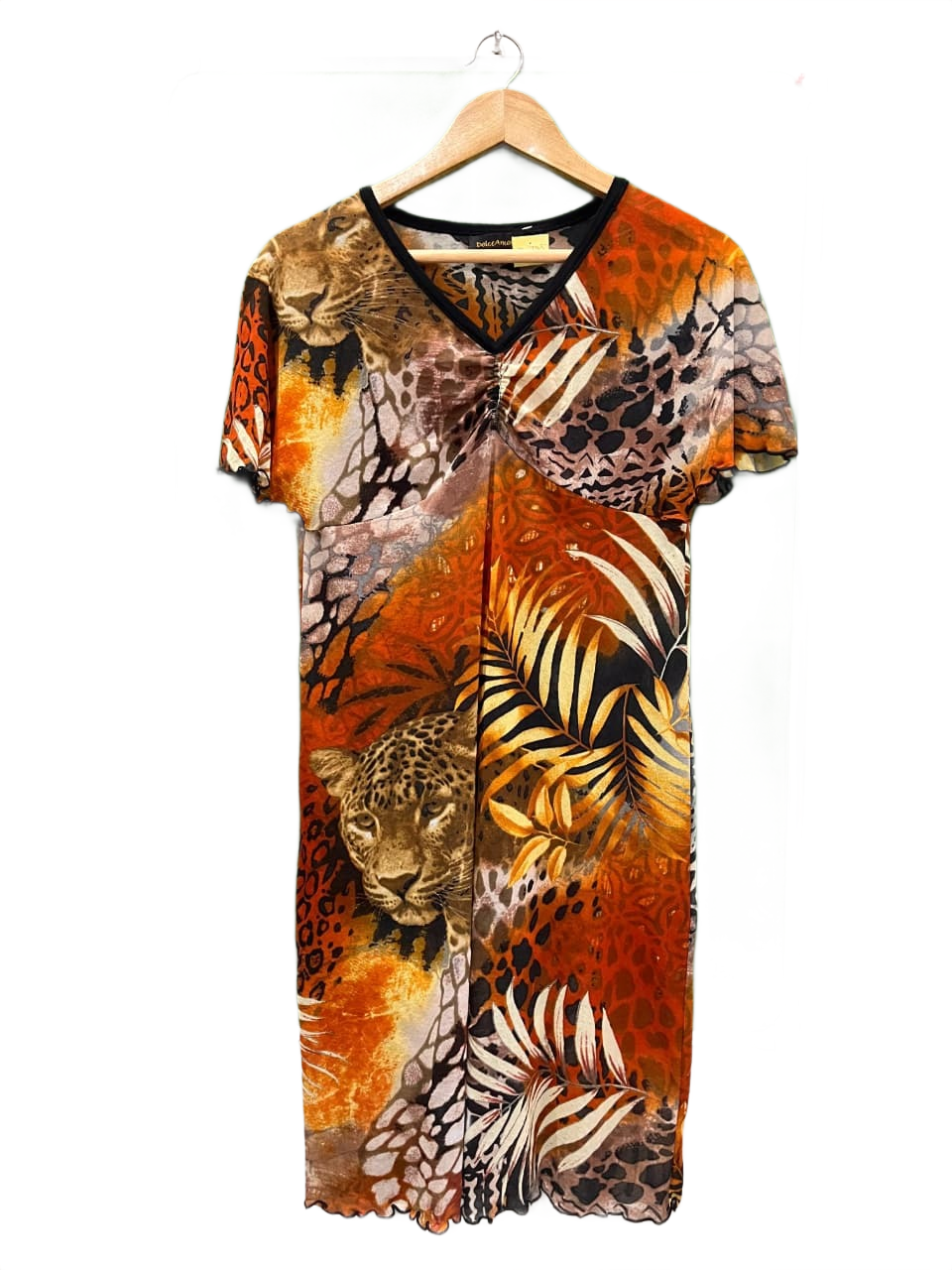 Leopard & Tropical Leaf Print Dress