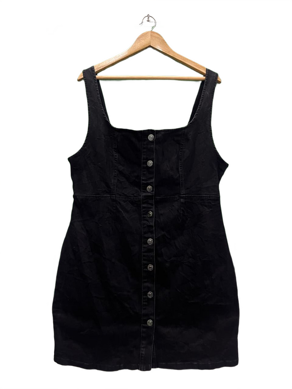 Square Neck Button-Down Denim Dress