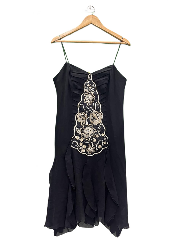 Black Floral Embroidery Slip Dress