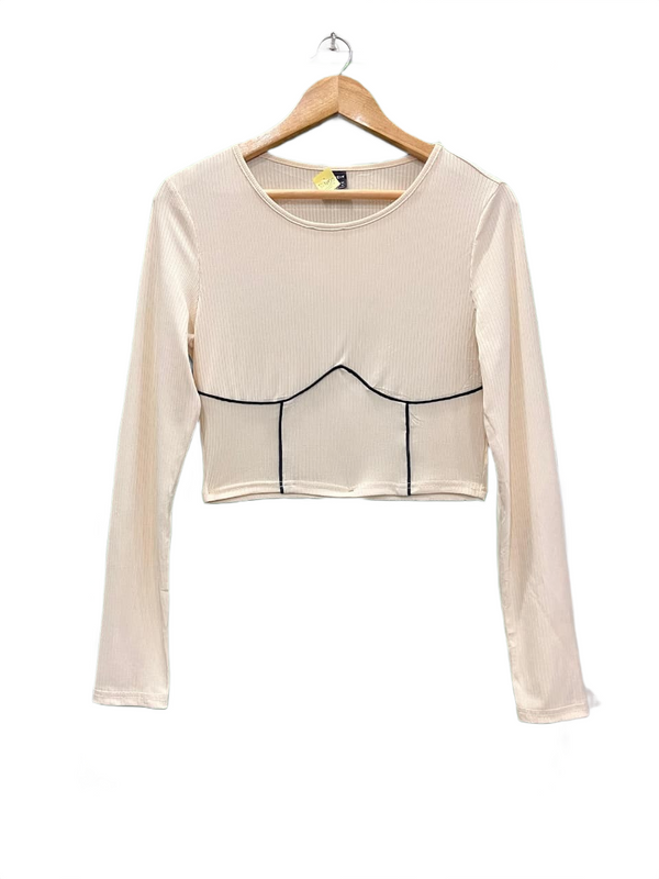 Shein Ribbed Long Sleeve Crop Top