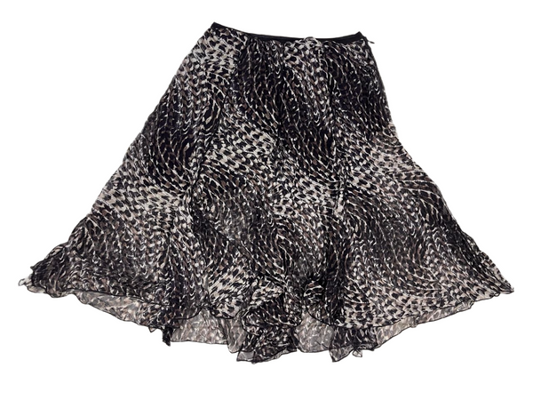Monochrome Abstract Print Flowy Skirt