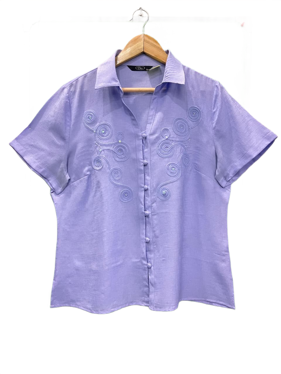 Embroidered Button-Down Top