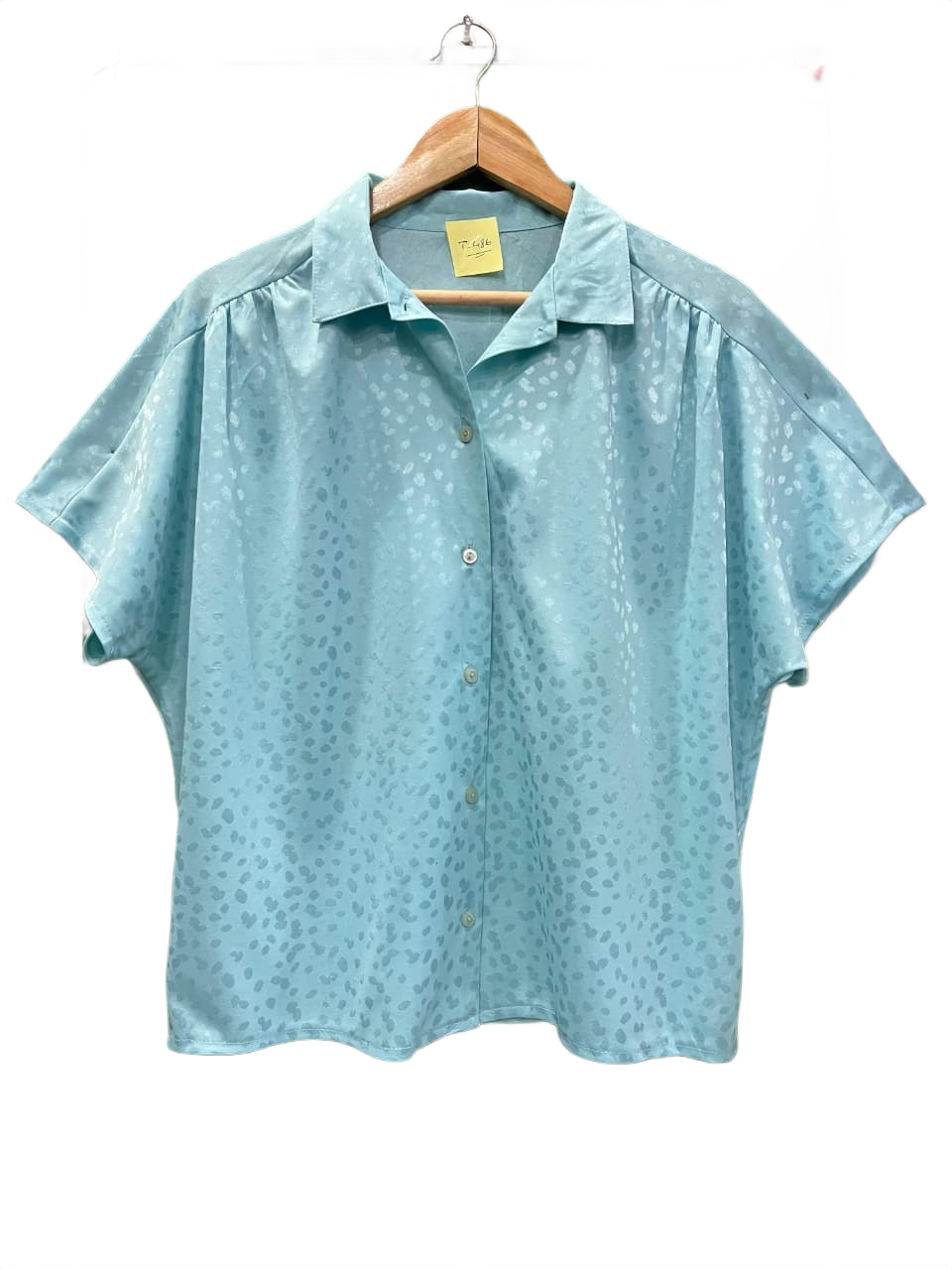Aqua Patterned Casual Button-Down Shirt